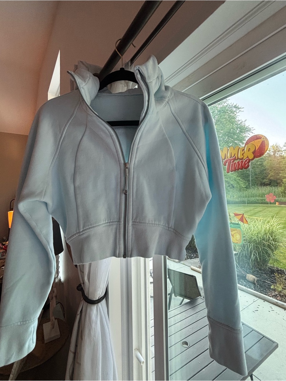 lululemon athletica Light Blue Cropped Zip-Up Bomber Jacket